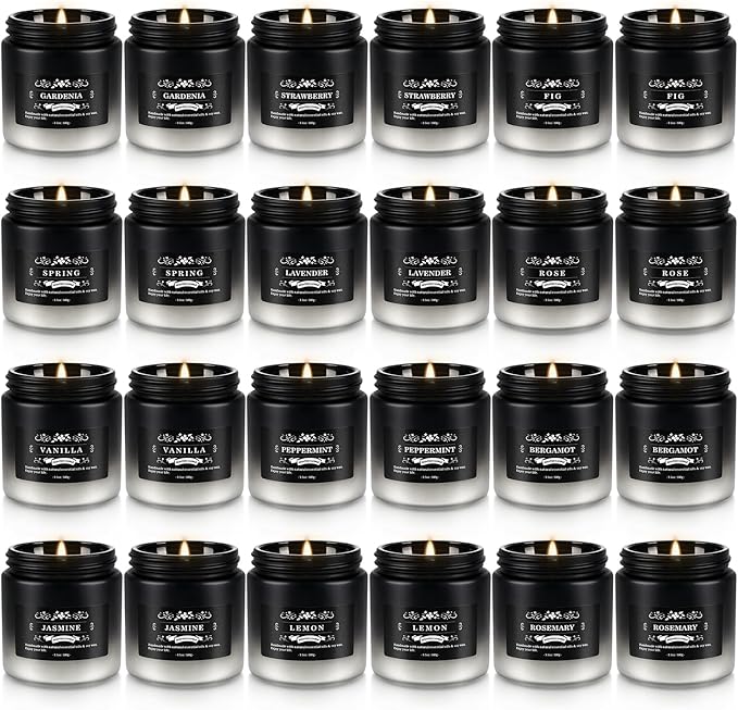 24 Pack Scented Candles with Added Natural Essential Oils, 3.5oz, Suitable for Various Festivals, Parties, Yoga, and Home Scened