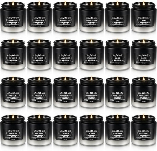 24 Pack Scented Candles with Added Natural Essential Oils, 3.5oz, Suitable for Various Festivals, Parties, Yoga, and Home Scened