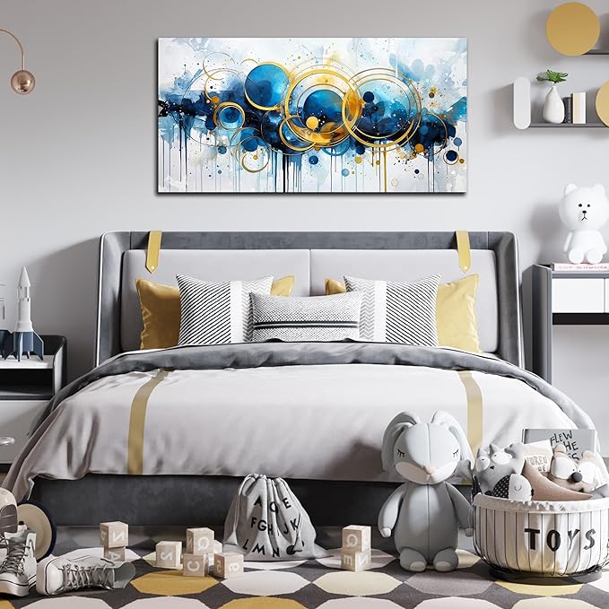 Abstract Art Work for Wall Decor - Large Canvas Wall Art for Living Room - Minimalist Art Ready to Hang Size 24" x 48"