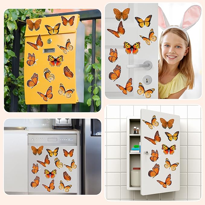 Xuhal 12 Pcs Cute Fridge Magnets Car Magnetic Sticker Refrigerator Magnets Fridge Decorations for Office Home Whiteboard Car Summer Decor(Butterfly)