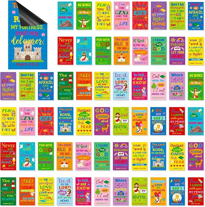 Blosssound 60 Pcs Inspirational Christian Magnets with Bible Verses Religious Refrigerator Magnet Motivational Quotes Fridge Scripture Positive Gifts for Home Office School Locker Decor(Colorful)