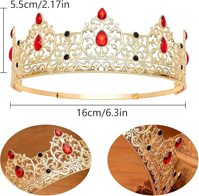 King Crown & Birthday Sash for Birthday Prom Party, Prom Decoration Gifts for Men, Costume Wedding Halloween