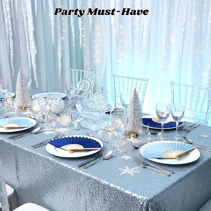 JOHOUSE 12Pcs Blue Paper Folding Hand Fans, 8.3 Inch Handheld Portable Decorative Fans for Wedding, Outdoor Party Favors, Baby Shower Decorations DIY Crafts Photography Prop