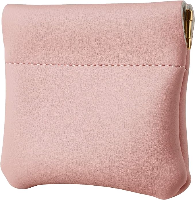 Travelambo Leather Squeeze Coin Purse Pouch Change Holder For Men & Women