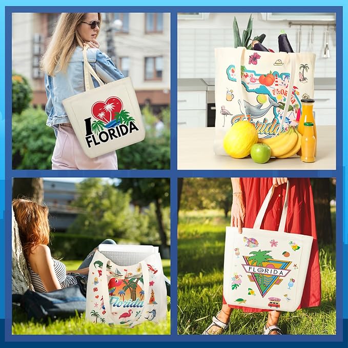 Large Canvas Tote Bags Decorative Themed City Souvenir Gift Bags with Handle Shopping Basket Reusable