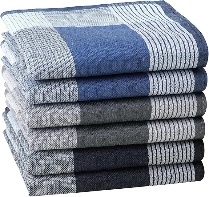 HOULIFE Mens Handkerchiefs Soft Cotton Plaid Handkerchief for Men, Classic Checkered Pattern Hankies in Assorted 6/12 PCS