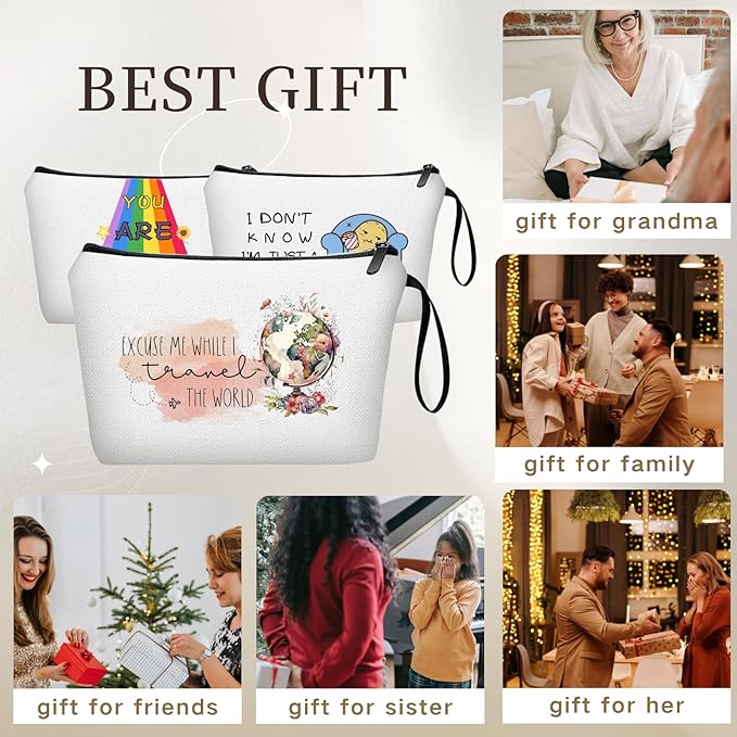 Travel Gifts for Women International Travelers Friend Daughter Coworker World Travel Accessories Cosmetic Makeup Bag Christmas