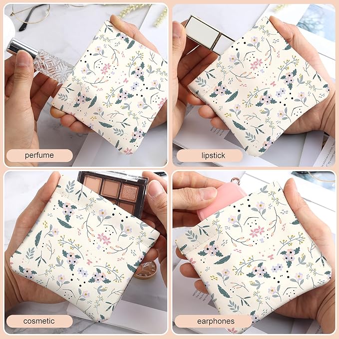 2Pcs PU Leather Small Squeeze Coin Purse Pouch Mini coin Bag Unique And Cute Wallet Cosmetic Bags Change Bag For Women Girls Men （Floral Print