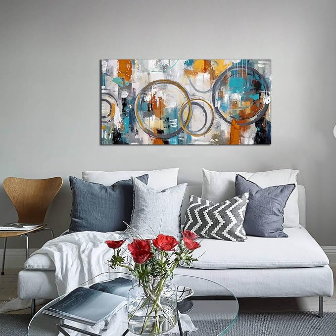 JKWALL77 Abstract Painting for Living Room Canvas - Modern Art Work for Office Walls Ready To Hang 20" x 40"