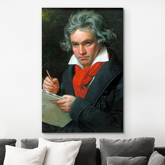 wall26 Canvas Print Wall Art Portrait of Beethoven People Pop Culture Historical Realism Famous Closeup Colorful Multicolor Classical for Living Room, Bedroom, Office - 12"x18"