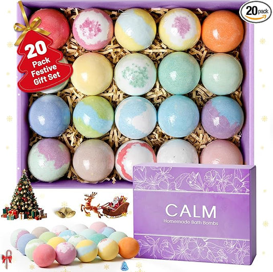 20PCS Bath Bombs for Women Presents Set Natural Wonderful Fizz Effect Bath Bomb with Shea Butter & Essential Oils, Bubble Bath Mothers Day Presents for Mom, Wife, Girlfriend