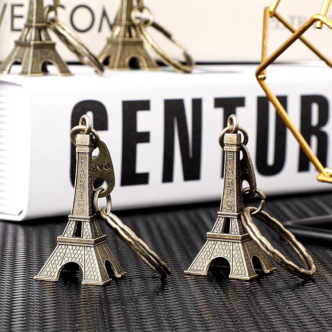Junkin 30 Pieces Eiffel Tower Keychain Retro Decorations Purse Charms Statue Model Prom Keychain French Souvenirs
