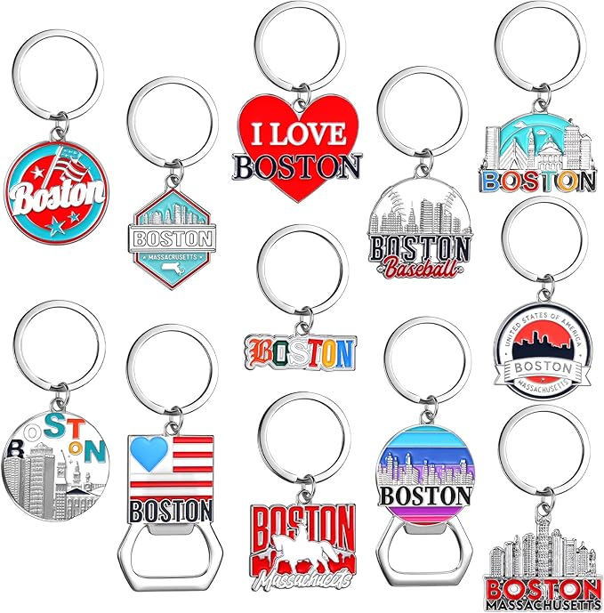 Landical Boston Keychain Metal Bulk Boston Souvenir Gifts Massachusetts Travel Gifts Key Ring Souvenirs Bottle Opener