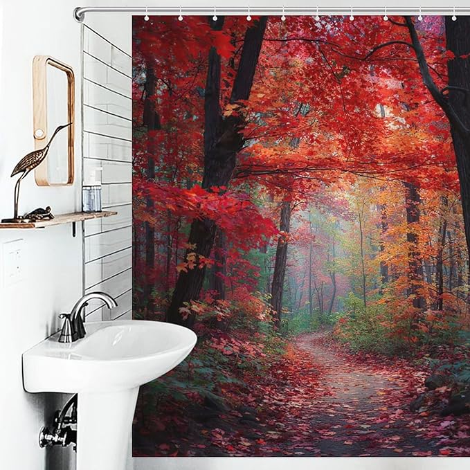 Thanksgiving Fall Maple Shower Curtain Waterproof Washable Fabric Bathroom Shower Curtains for Bathroom Decorations Home Indoor Decor 64x72Inch