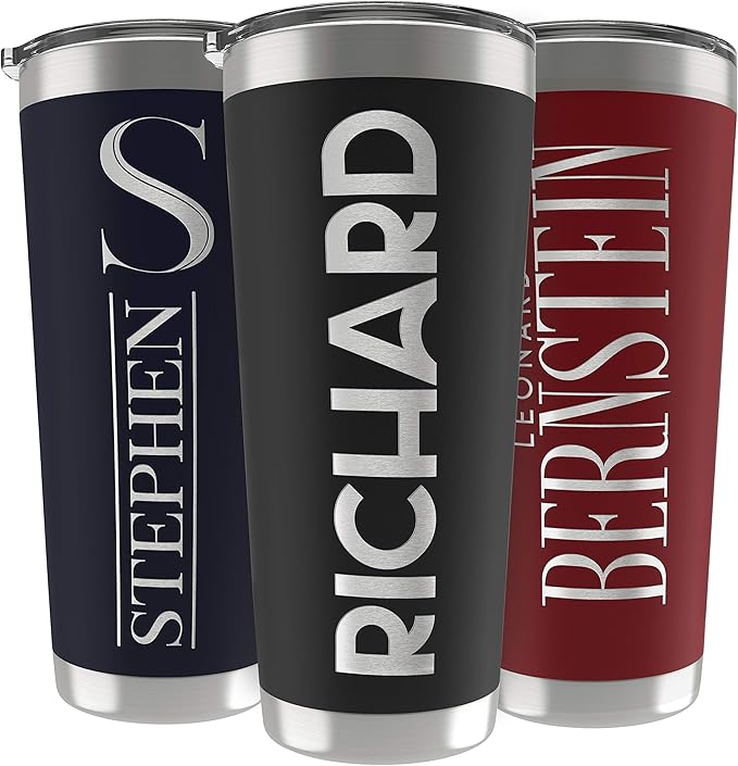 Personalized Gifts For Men - 30 Oz. Custom Tumblers w/Lid, Black - Insulated Travel Coffee Mugs - Optional Straw Set, Stainless Steel Double Wall Coffee Tumbler, Personalized Cups