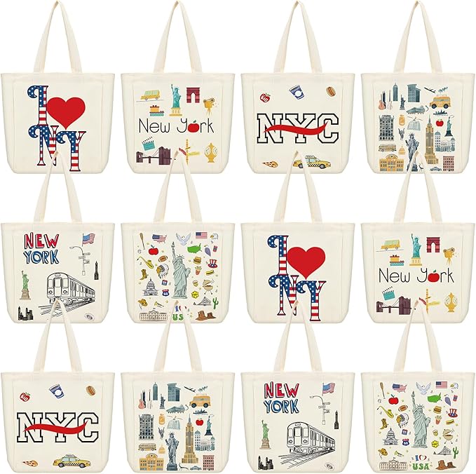 Large Canvas Tote Bags Decorative Themed City Souvenir Gift Bags with Handle Shopping Basket Reusable