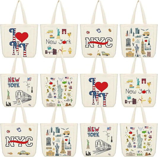 Large Canvas Tote Bags Decorative Themed City Souvenir Gift Bags with Handle Shopping Basket Reusable