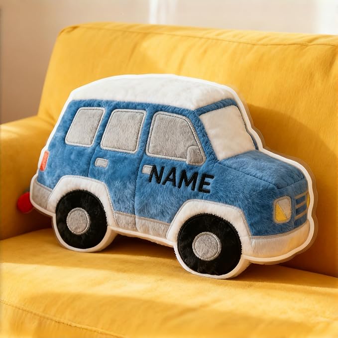 Personalized Car Shaped Pillow, Custom Name Plush Stuffed Pillows, Suitable for Beds, Sofas, Bedrooms, Living Rooms Custom Decorative Cushion Gifts for Birthday and Anniversary