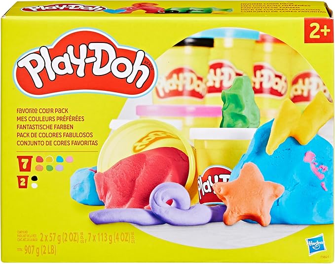 Play-Doh 9 Pack Favorite Color Set, Assorted Colors, 2 & 4 Ounce Modeling Compound Cans, Kids Arts & Crafts, Back to School Gifts & Prizes, Preschool Toys, Ages 2+ (Amazon Exclusive)