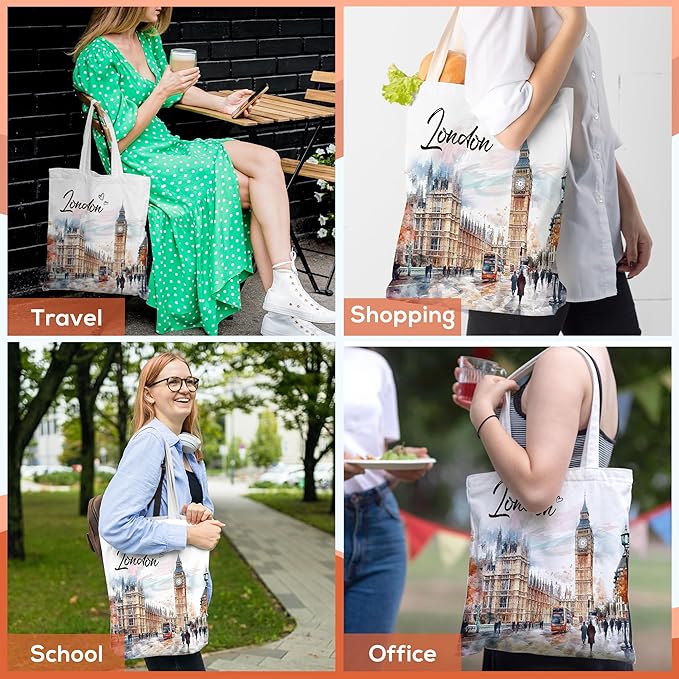 Europe Travel Souvenirs Gifts Tote Bags Reusable Grocery Bags London Paris Switzerland Gifts for Women