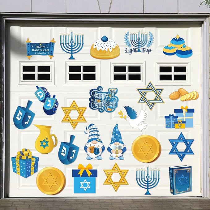 Konohan 25 Pcs Hanukkah Refrigerator Magnets Chanukah Fridge Magnet Stickers Jewish Menorah Magnet Holiday Magnetic Decoration for Home Car Decor Hanukkah Party Decor Supplies