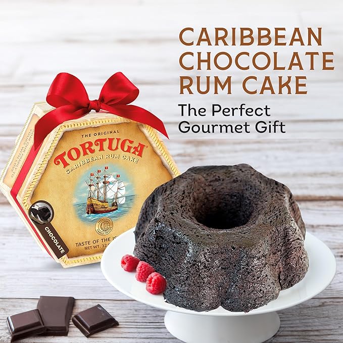 TORTUGA Caribbean Chocolate Rum Cake - 32 oz Rum Cake - The Perfect Premium Gourmet Gift for Gift Baskets, Parties, Holidays, and Birthdays - Great Cakes for Delivery