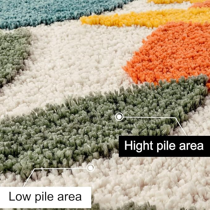 Uphome Bathroom Runner Rug Colorful Abstract Leaves Long Bath Mat Non Slip Water Absorbent Boho Bath Rug Soft Microfiber Machine Washable Floor Mats for Bath Tub Shower Sink, 20x59 inch