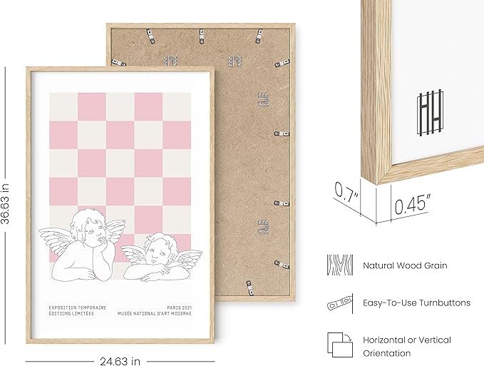 HAUS AND HUES Pink Wall Art, Danish Pastel Aesthetic Posters, Trendy Room Decor, Cool Pink Prints (Beige Framed, 24" x 36")
