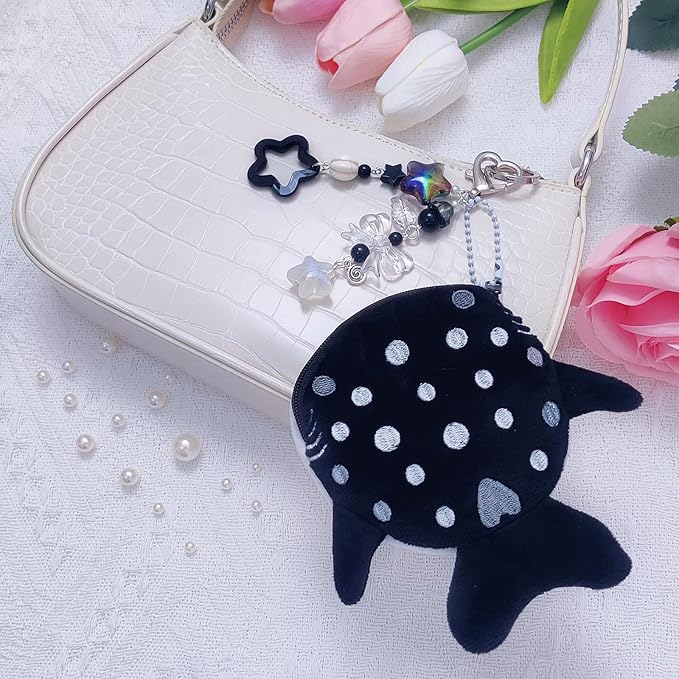 Cute Keychain Whale Shark Coin Purse Keychain Cute Plush Zipper Change Pouch, Kawaii Handmade Wallet for Women