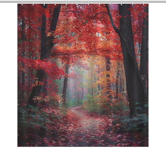 Thanksgiving Fall Maple Shower Curtain Waterproof Washable Fabric Bathroom Shower Curtains for Bathroom Decorations Home Indoor Decor 64x72Inch