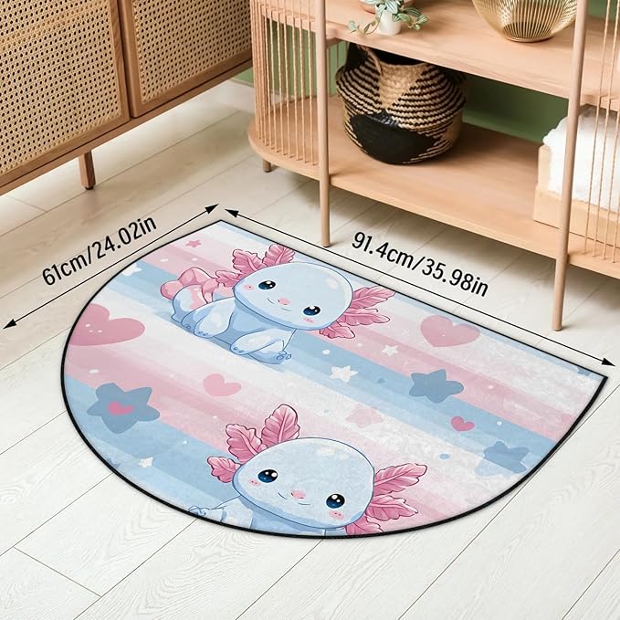 Half Round Door Mat Cartoon Salamander Non Slip Bath Mats Absorbent Front Porch Rugs Shower Mat for Living Room Bedroom Kitchen Bathroom Floor Home Decor