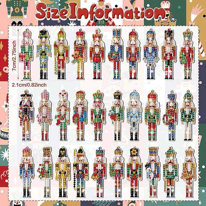 30 Pcs Diamond Art Nutcrackers Magnet Kits for Christmas DIY Nutcrackers King and Soldier Figures Diamond Painting Magnets for Crafts Gifts Home Decors