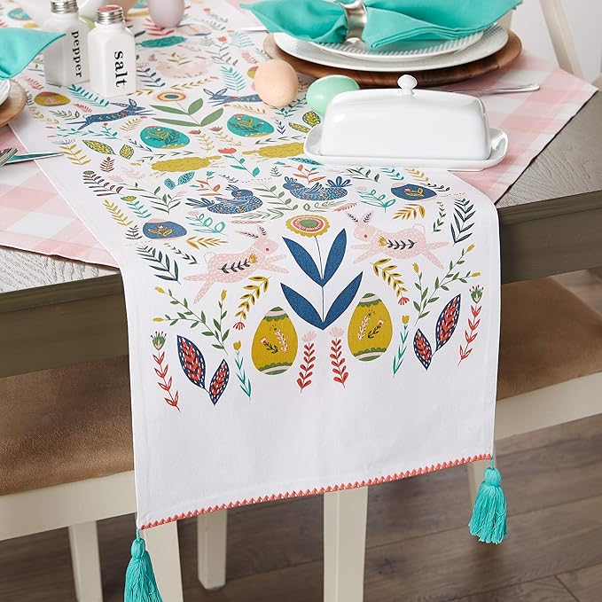 DII Easter Folk Collection, Kitchen Tabletop, Table Runner, 14x108, Easter Folk