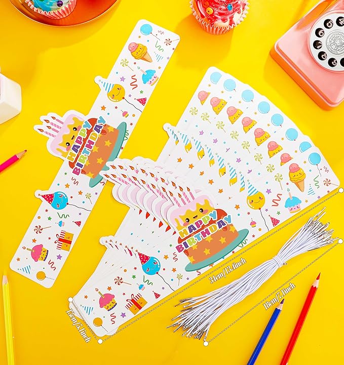 Outus 42 Pack Happy Birthday Crowns for Kids Classroom with Elastic Band for Teachers Students Kindergarten Party