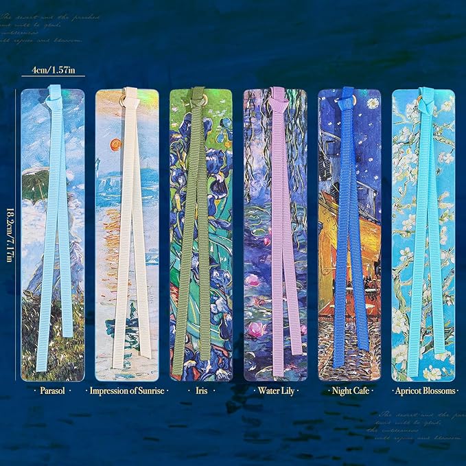 2Pcs Oil Painting Bookmarks for Women, Bookmarks Set for Book Lover,Book Marks for Reading,Vintage Book Marks for Kids Students Classroom Gift for Teacher Woman with a Parasol & Impression of Sunrise