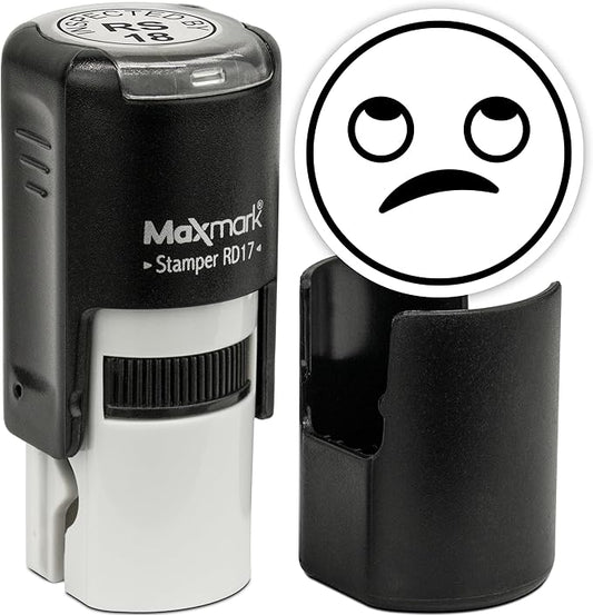 MaxMark Round Self Inking Emoji Stamp - Rolling Eyes - Black Ink