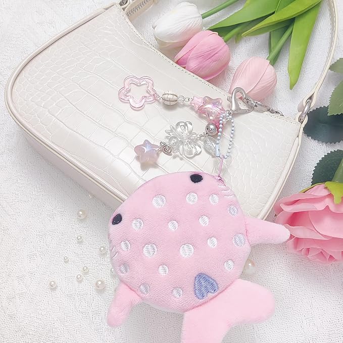 Cute Keychain Whale Shark Coin Purse Keychain Cute Plush Zipper Change Pouch, Kawaii Handmade Wallet for Women
