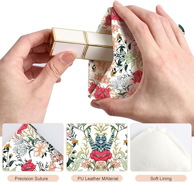 2Pcs PU Leather Small Squeeze Coin Purse Pouch Mini coin Bag Unique And Cute Wallet Cosmetic Bags Change Bag For Women Girls Men （Red and pink flowers