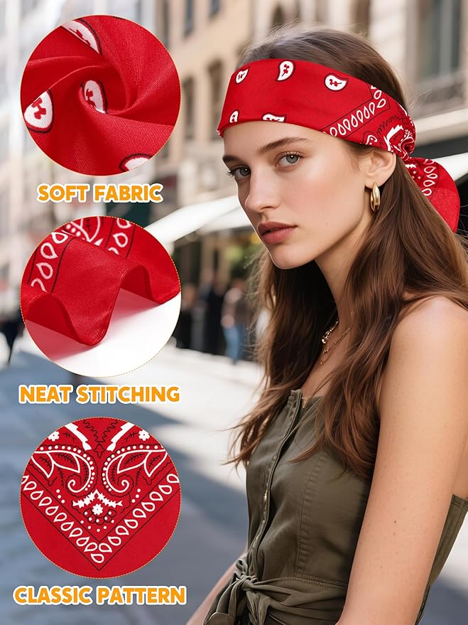 URATOT 16 Pieces Paisley Bandanas Cowboy Bandana Handkerchiefs Paisley Print Head Wrap Scarf, Assorted 16 Colors