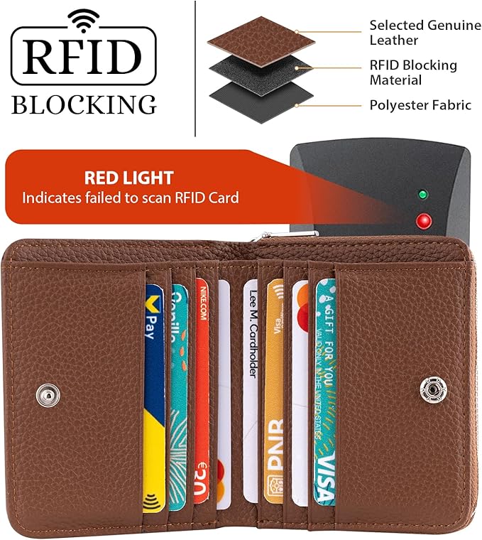 Genuine Small Wallet for Women, Slim RFID Blocking Credit Card Holder with ID Window, Compact Purses for Women with 30 Card Slots