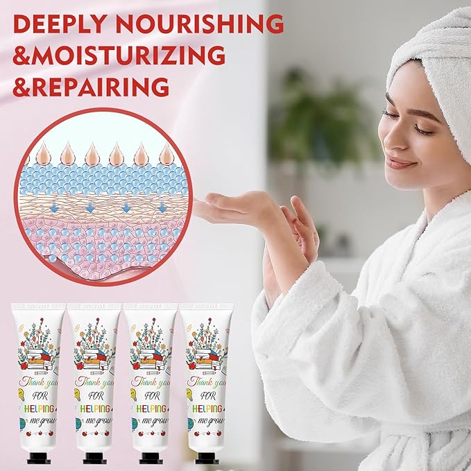 50 Pcs Hand Cream Gifts Bulk Teacher Appreciation Gifts Include Organza Bags Thank You Tags Inspirational for Women Girls Travel, Party Moisturizing Hand Lotion Gift