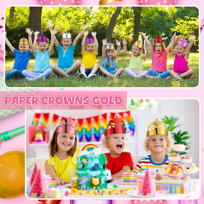 Nezyo 360 Pcs Paper Crowns Bulk King and Princess Crown Hats for Boys Girls Adults Birthday Celebration Supplies Baby Shower
