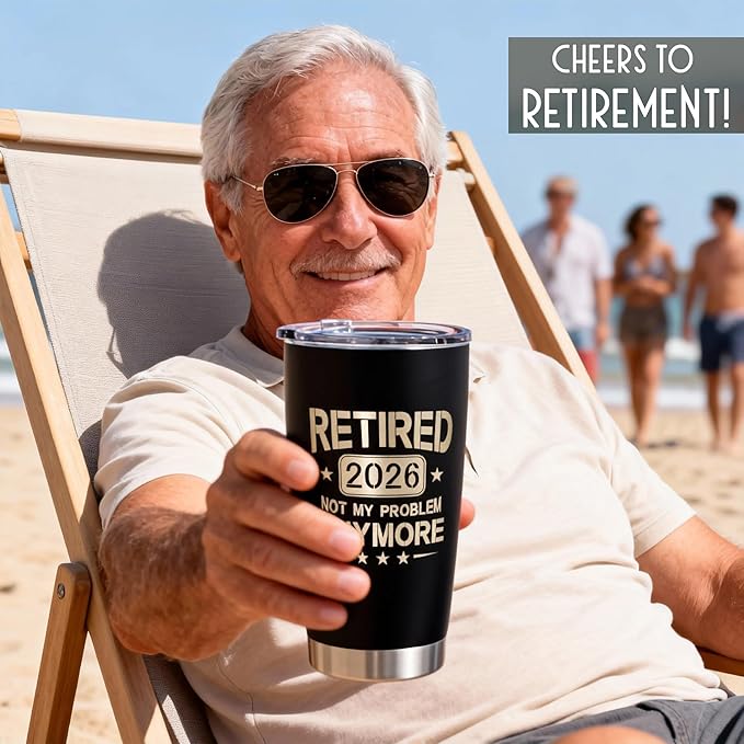 Retirement Gifts for Men Women 2026, 20 oz Retirement Tumbler Stainless Steel Insulated Coffee Cup Double Wall Travel Mug with Lid, Gifts for Teacher Coworkers Leaving