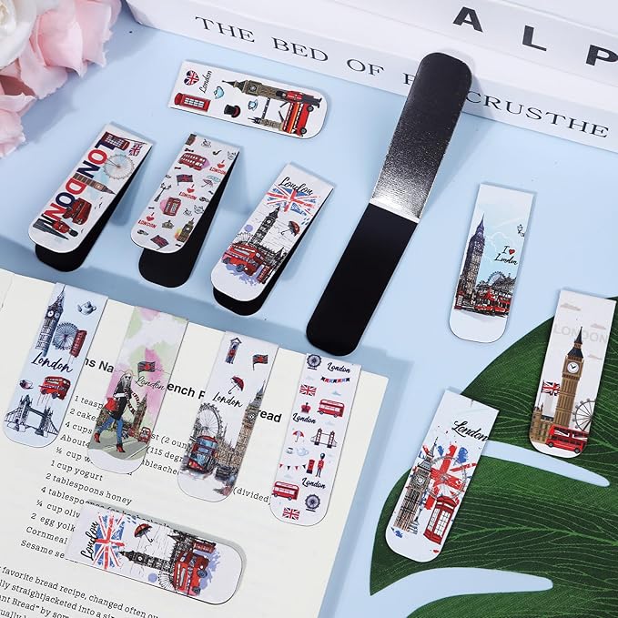 London Magnetic Bookmark Gifts - 48PCS British Magnetic Bookmarks UK England Travel Book Marks Magnets Page Marker Clip for Women Travel Students Teacher Reading London Lover Souvenirs Gift