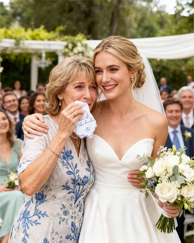 Bride Squad Wedding Handkerchief | Gifts for Mother Of The Bride & Mother Of The Groom | Something Blue for the Wedding Day