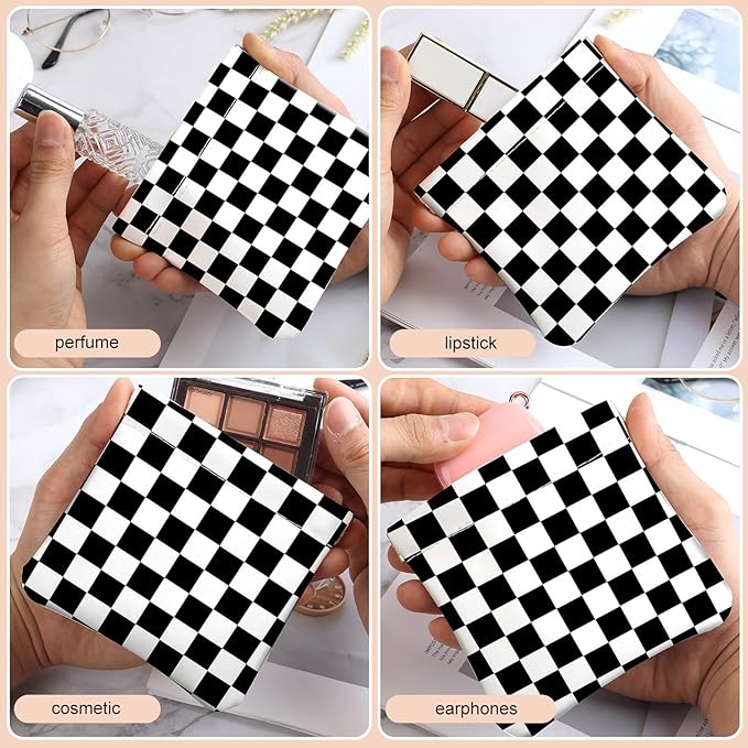 2Pcs PU Leather Small Squeeze Coin Purse Pouch Mini coin Bag Unique And Cute Wallet Cosmetic Bags Change Bag For Women Girls Men Checkered Pattern