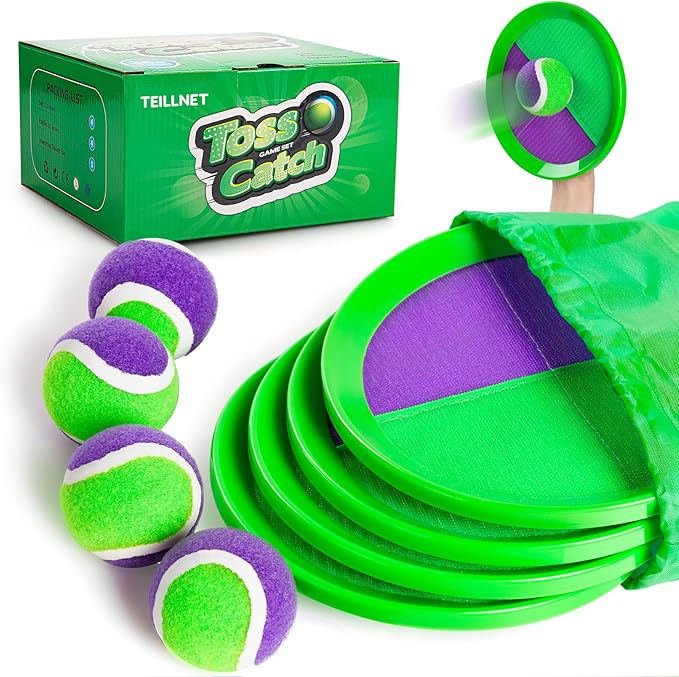 Toss and Catch Ball Set Upgraded - Kids Toys Stocking Stuffers for Family Games - Water-Resistant Great for Beach Pool Yard - Christmas Toys Gift for Boys Girls Teens 3 4 5 6 7 8 9 10 11 12+ Years