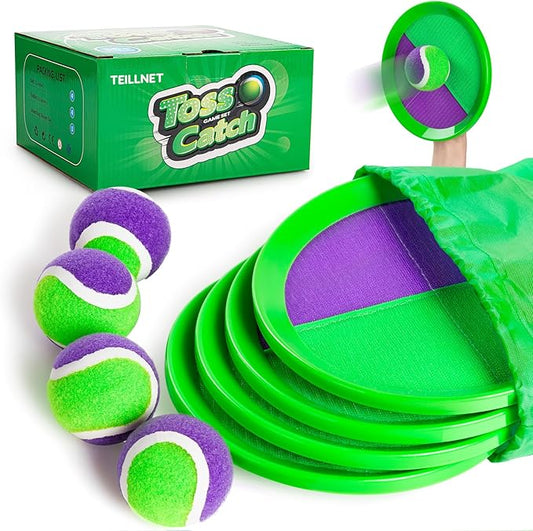 Toss and Catch Ball Set Upgraded - Kids Toys Stocking Stuffers for Family Games - Water-Resistant Great for Beach Pool Yard - Christmas Toys Gift for Boys Girls Teens 3 4 5 6 7 8 9 10 11 12+ Years