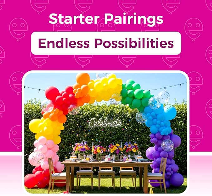 Bezente Assorted Rainbow Latex Balloons, 100 Pack 12 inch Round Helium Bright Color Balloons for Birthday Bridal Shower Wedding Party Decorations