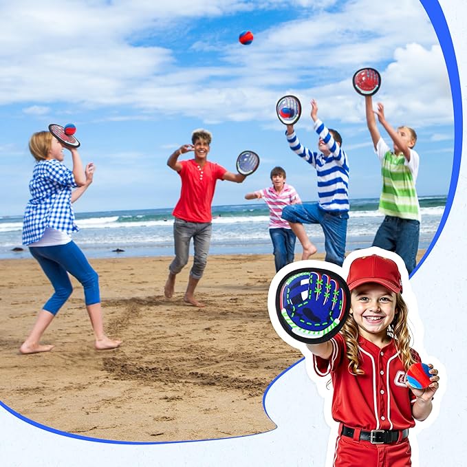 EVERICH TOY Toss and Catch Game for Toddlers - Soft, Safe & Pain-Free Baseball-Style Catching for Kids, Active Play Gift – Beach, Pool & Yard Toys for Boys and Girls Stocking Stufferrs Ages 3-8
